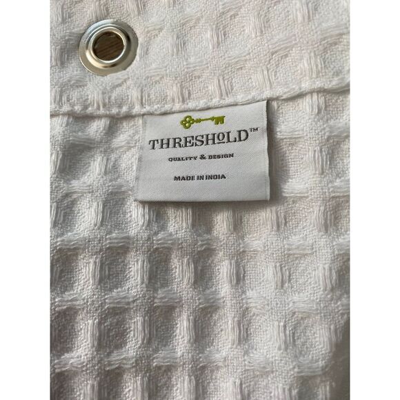 Threshold Thick Waffle Weave Sour Cream Color Shower Curtain - Picture 5 of 6